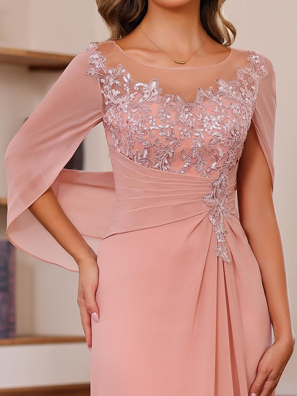 Princess Scoop Floor-Length Mother of the Bride Outfits with Pleated