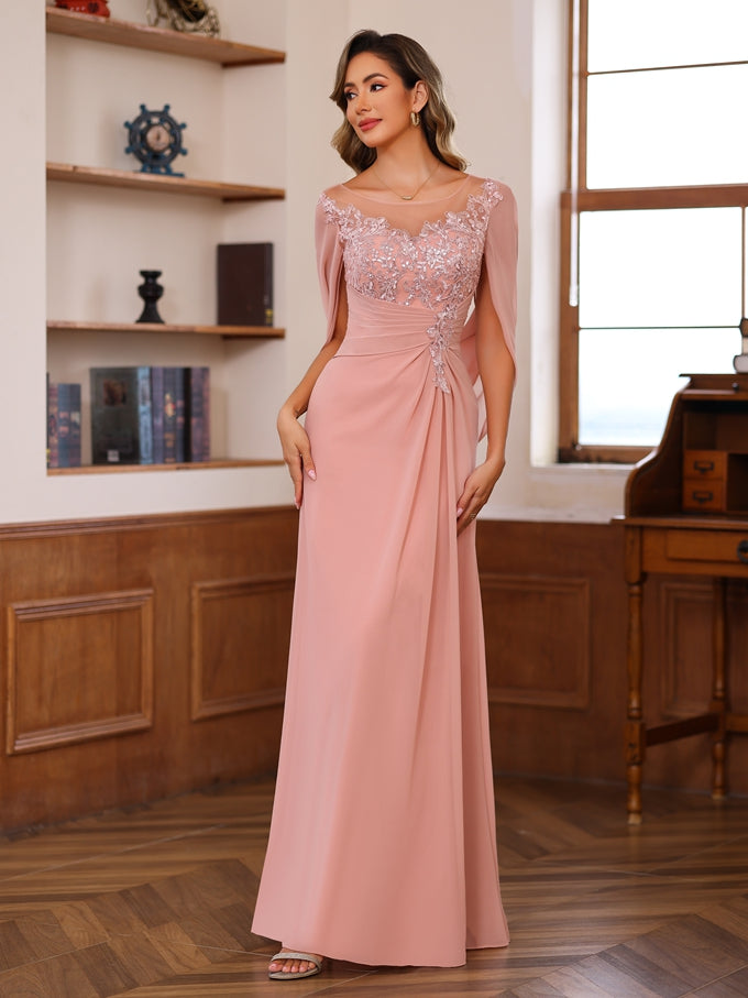 Princess Scoop Floor-Length Mother of the Bride Outfits with Pleated