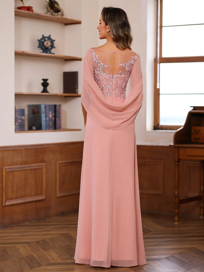 Princess Scoop Floor-Length Mother of the Bride Outfits with Pleated