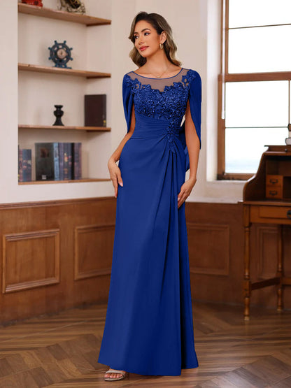 Princess Scoop Floor-Length Mother of the Bride Outfits with Pleated
