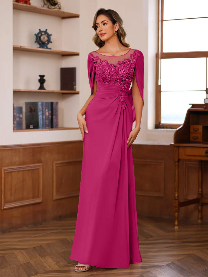 Princess Scoop Floor-Length Mother of the Bride Outfits with Pleated
