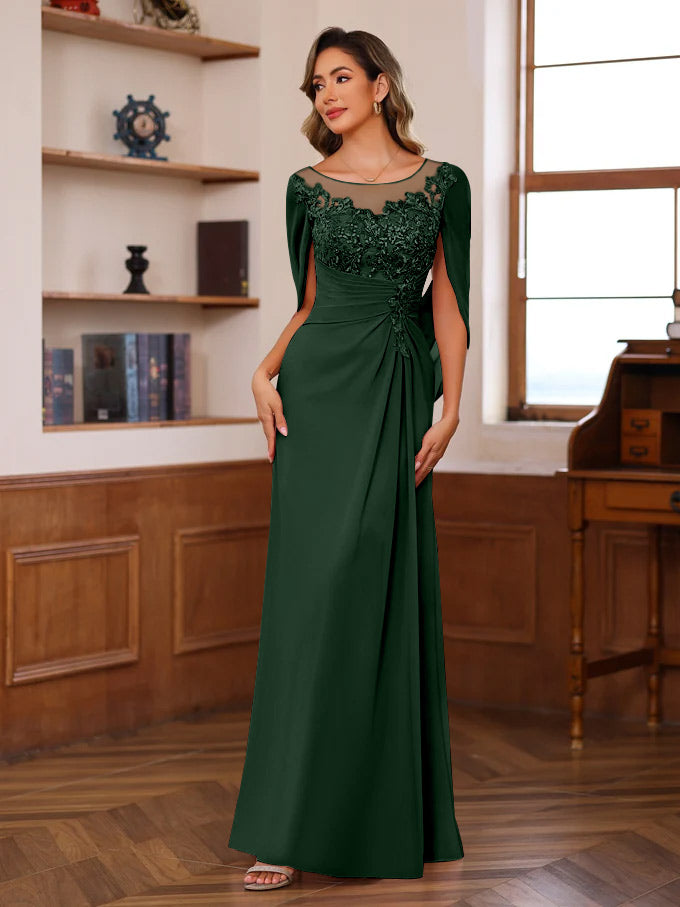 Princess Scoop Floor-Length Mother of the Bride Outfits with Pleated