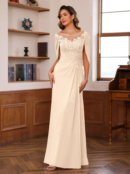 Princess Scoop Floor-Length Mother of the Bride Outfits with Pleated