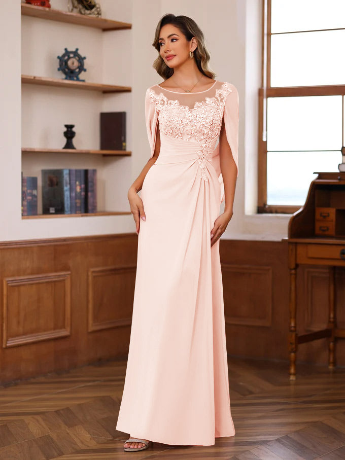 Princess Scoop Floor-Length Mother of the Bride Outfits with Pleated