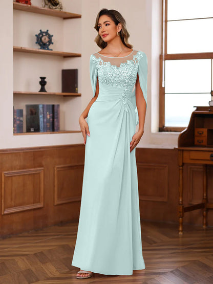 Princess Scoop Floor-Length Mother of the Bride Outfits with Pleated