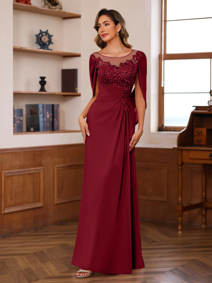 Princess Scoop Floor-Length Mother of the Bride Outfits with Pleated