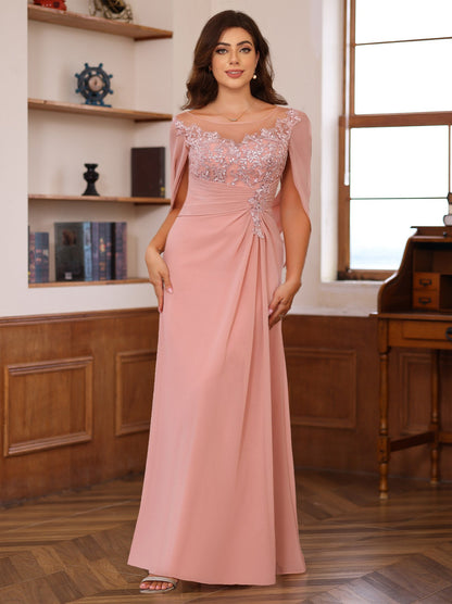 Princess Scoop Floor-Length Mother of the Bride Outfits with Pleated