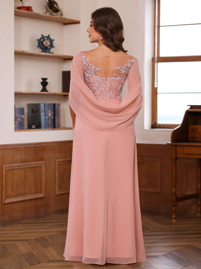 Princess Scoop Floor-Length Mother of the Bride Outfits with Pleated
