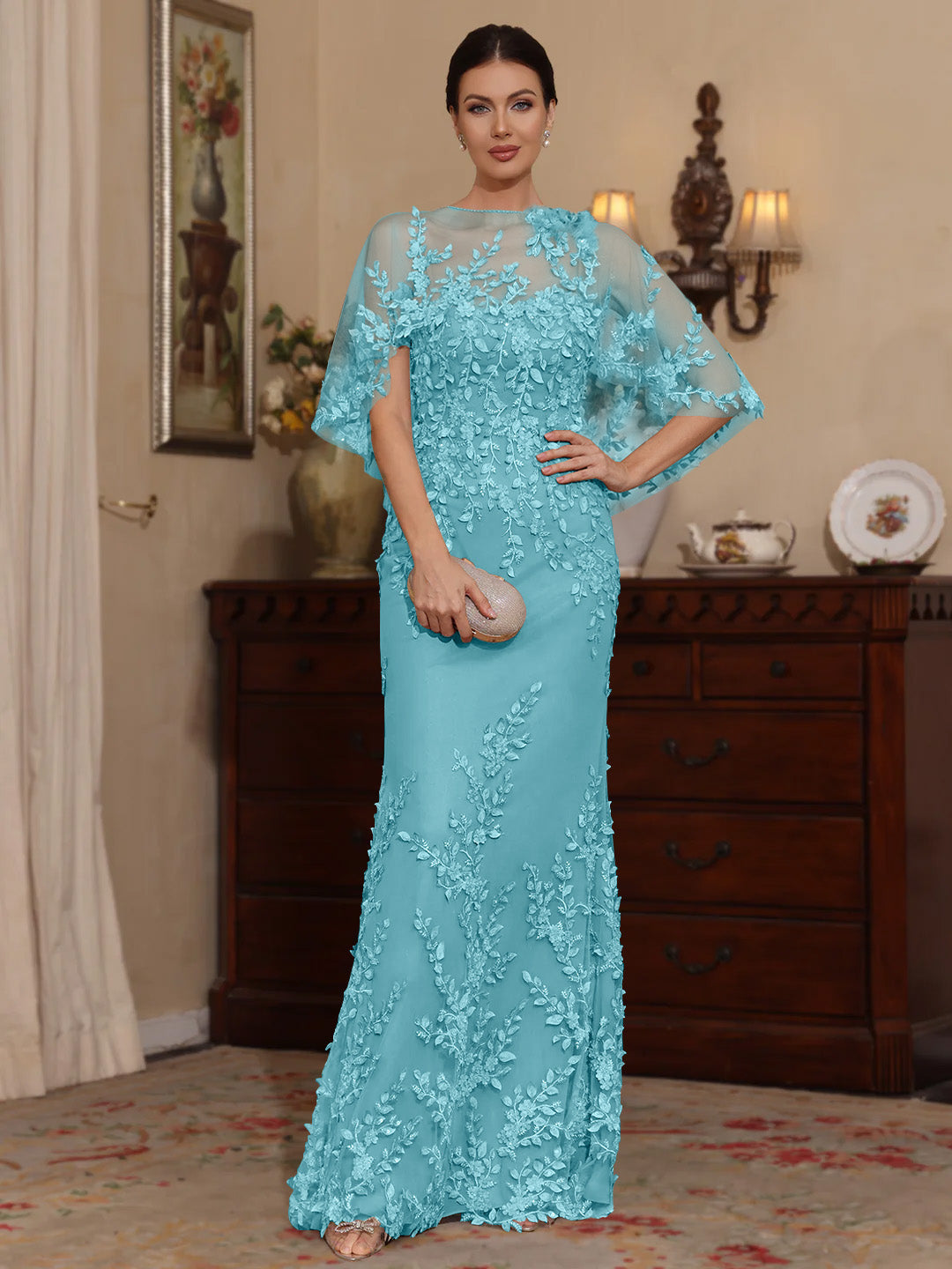 Sheath Scoop Lace Mother of the Bride Dress