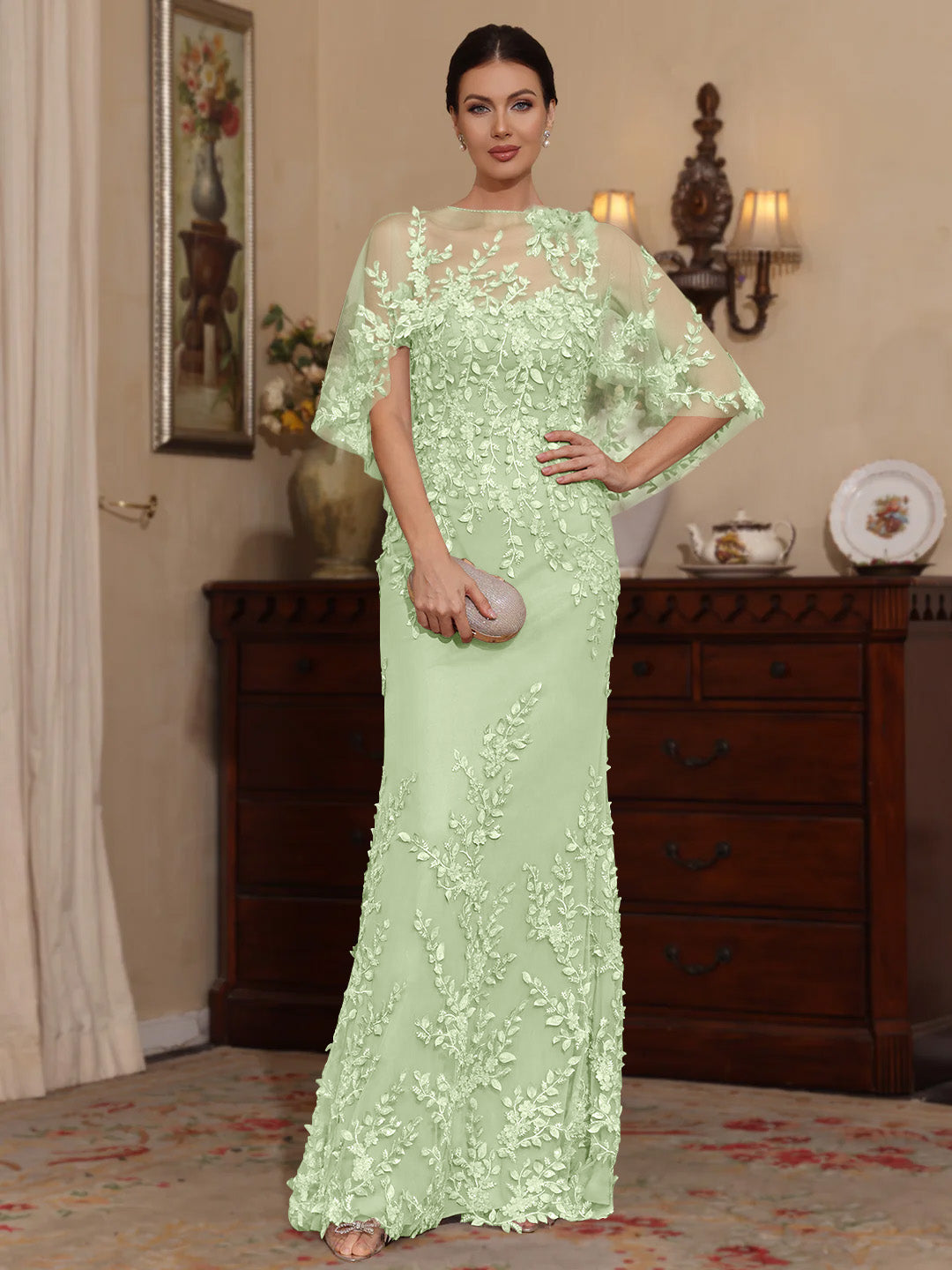 Sheath Scoop Lace Mother of the Bride Dress