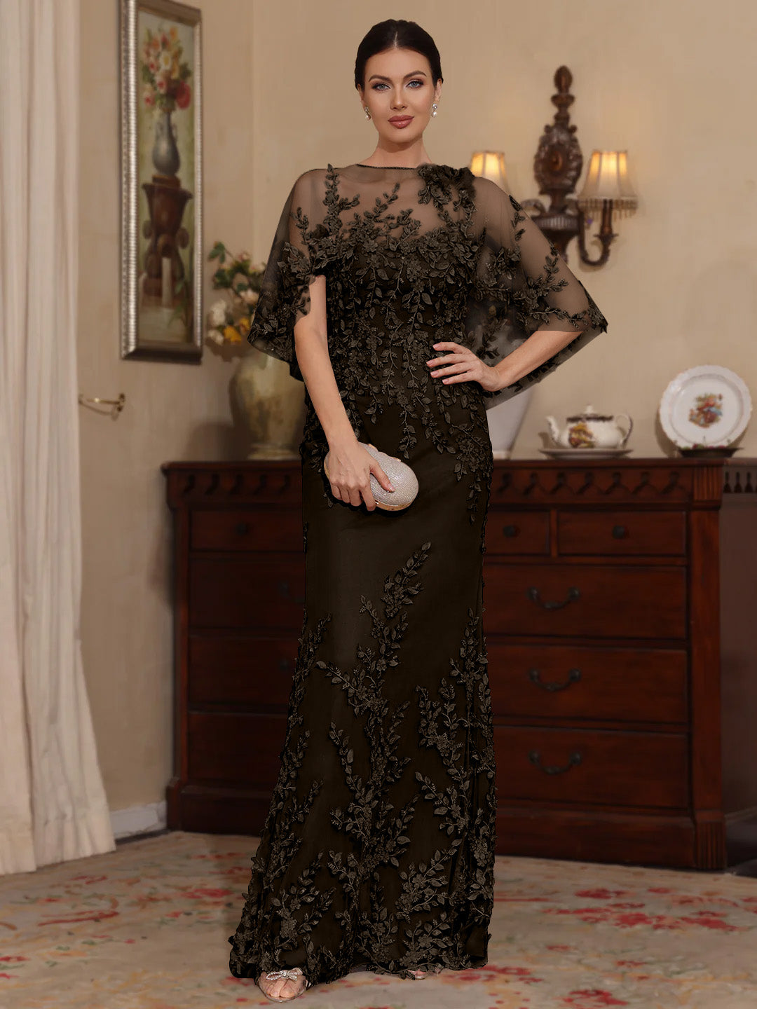 Sheath Scoop Lace Mother of the Bride Dress