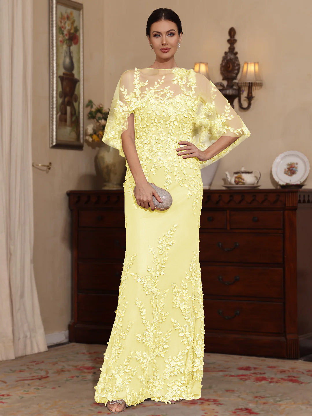 Sheath Scoop Lace Mother of the Bride Dress