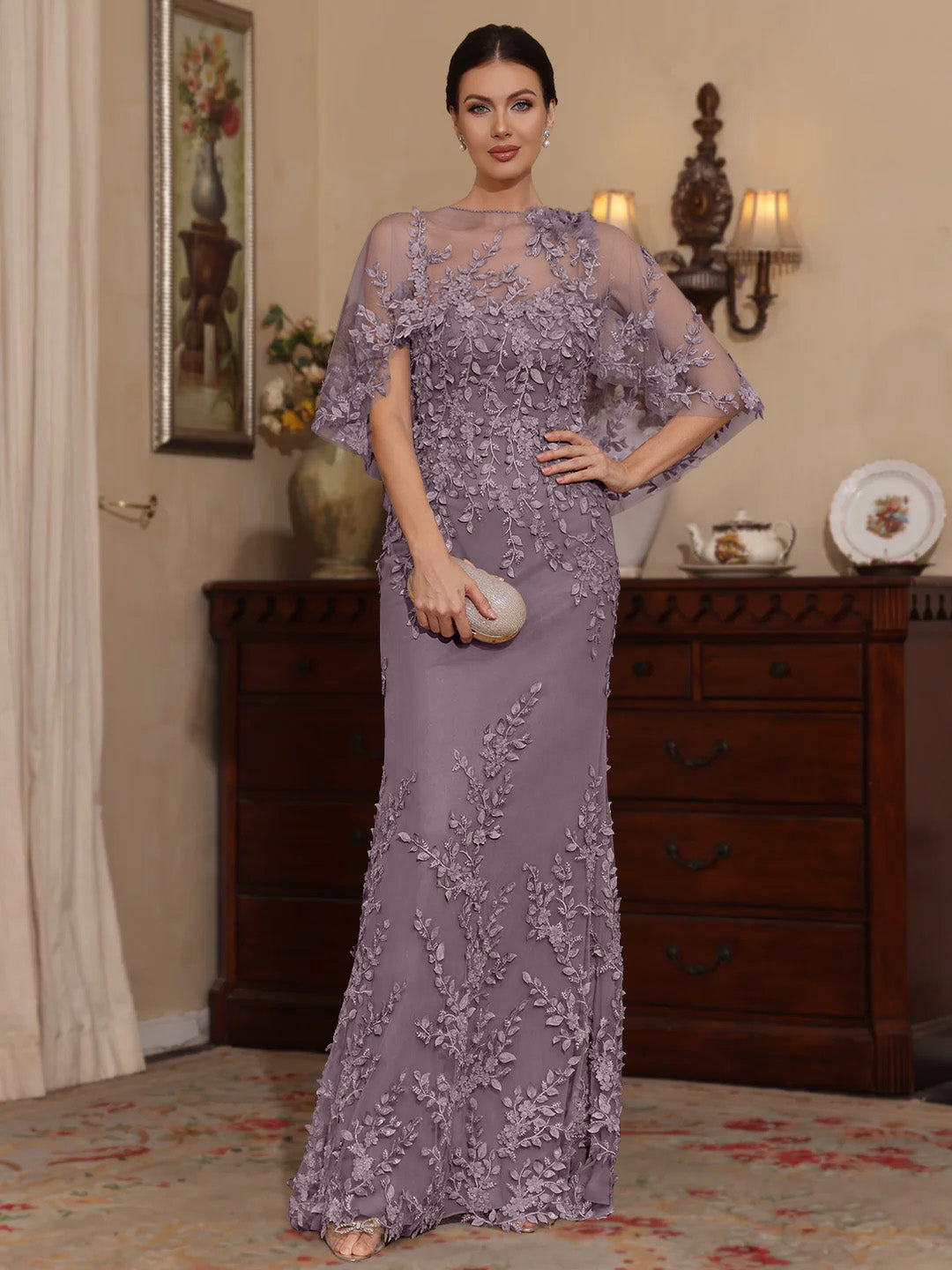 Sheath Scoop Lace Mother of the Bride Dress