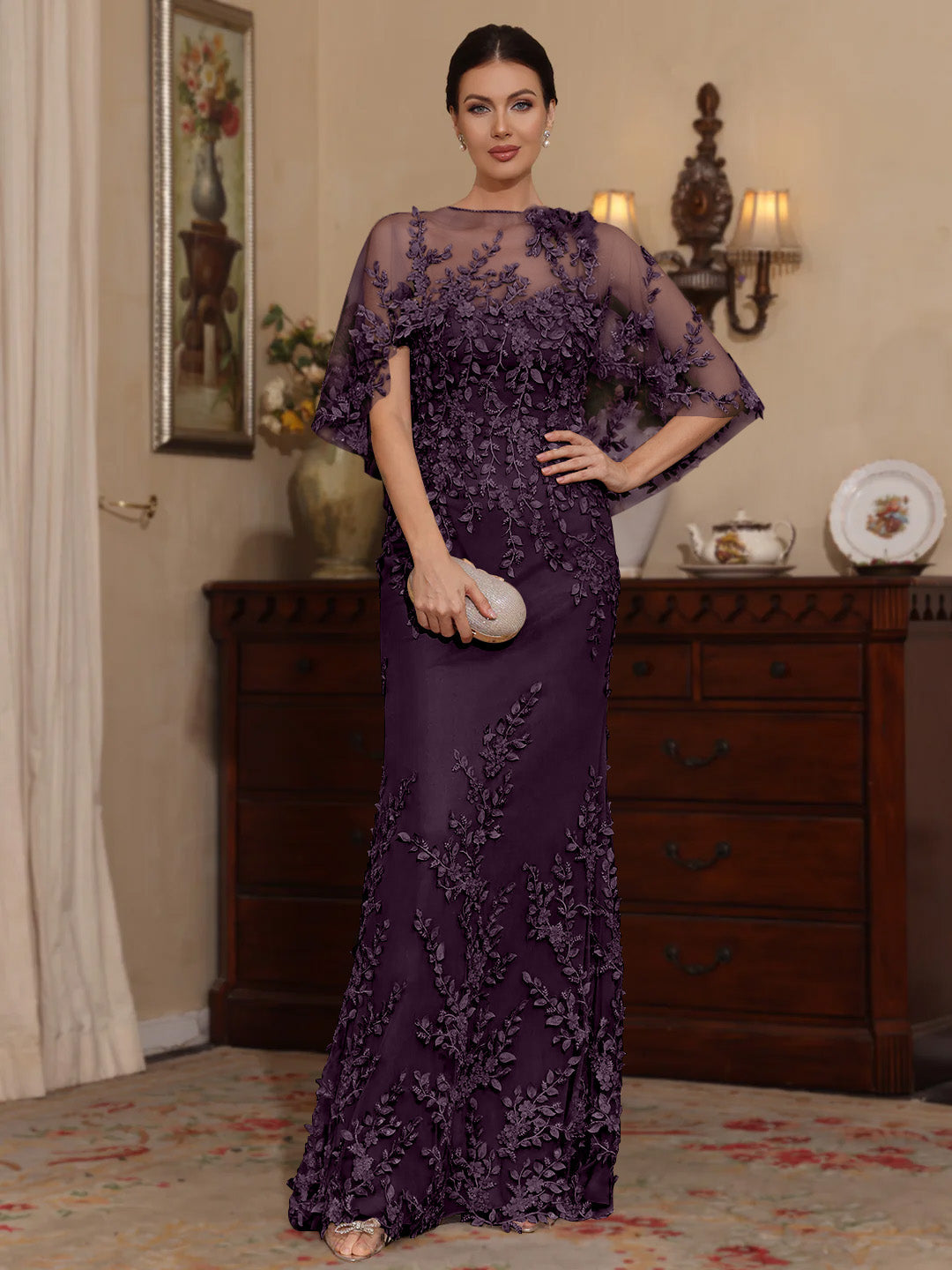 Sheath Scoop Lace Mother of the Bride Dress