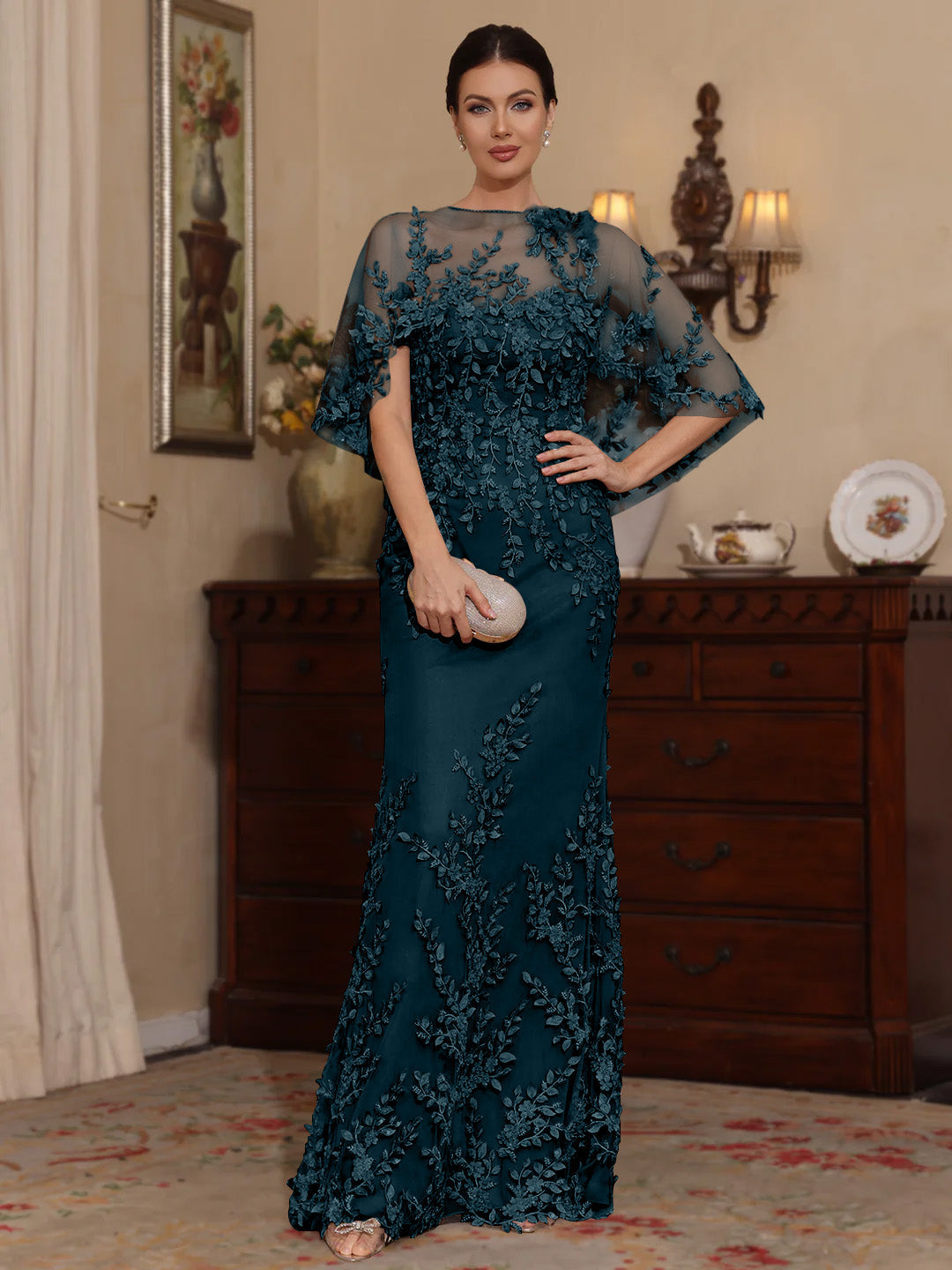 Sheath Scoop Lace Mother of the Bride Dress