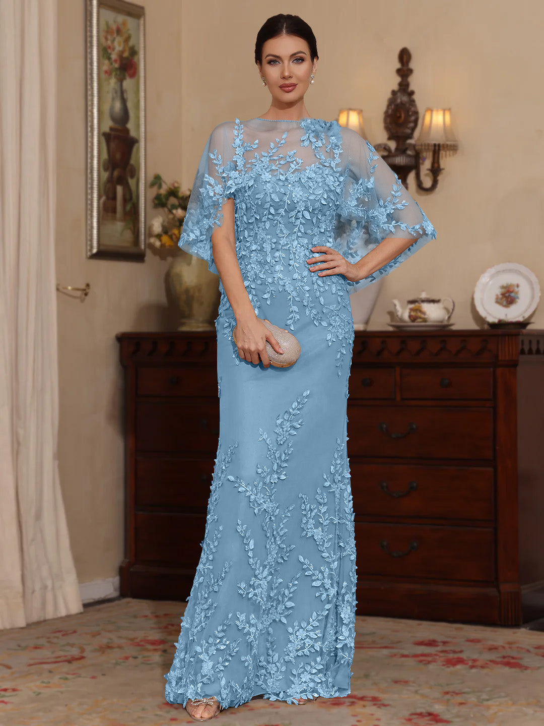 Sheath Scoop Lace Mother of the Bride Dress