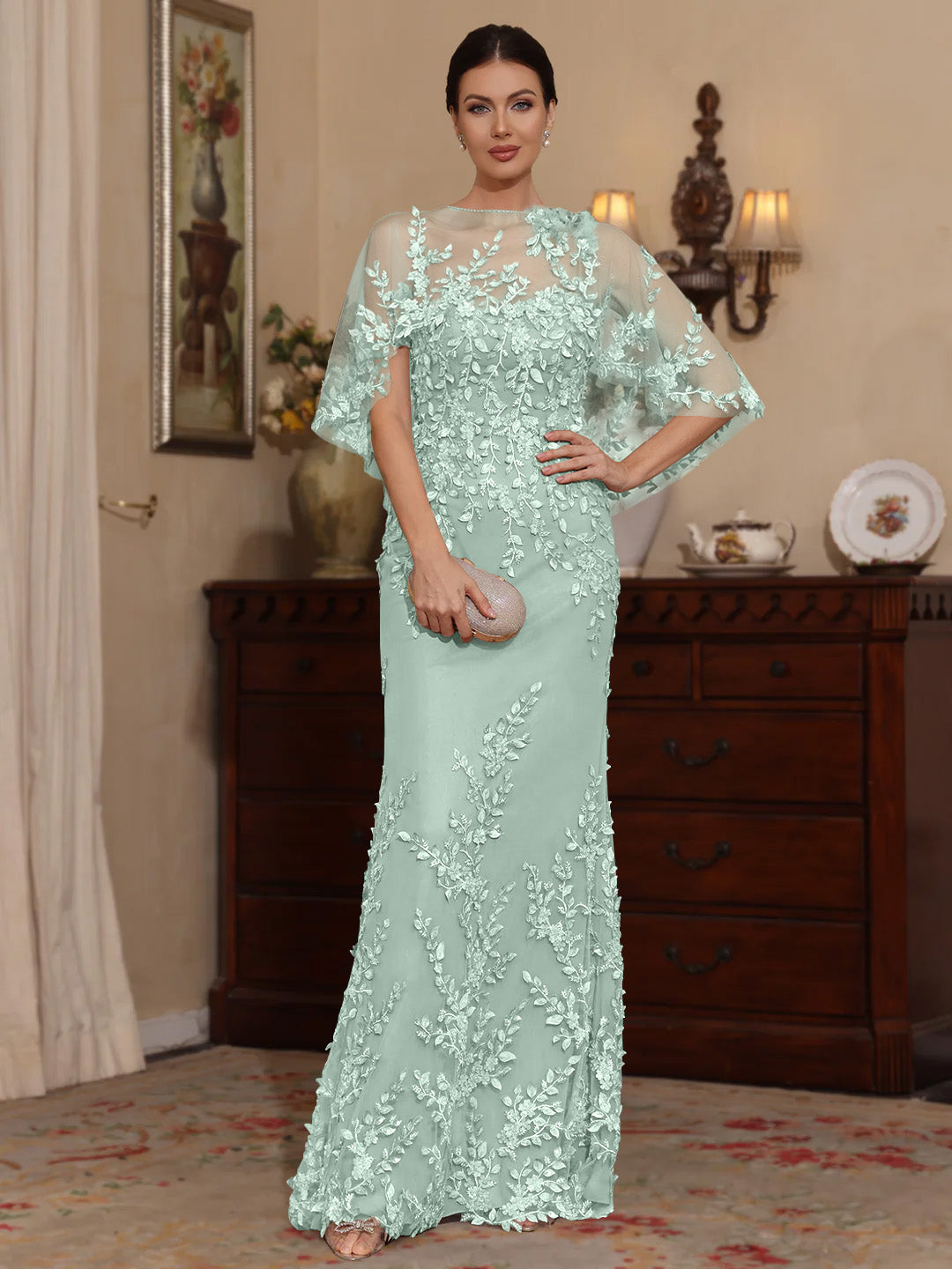 Sheath Scoop Lace Mother of the Bride Dress