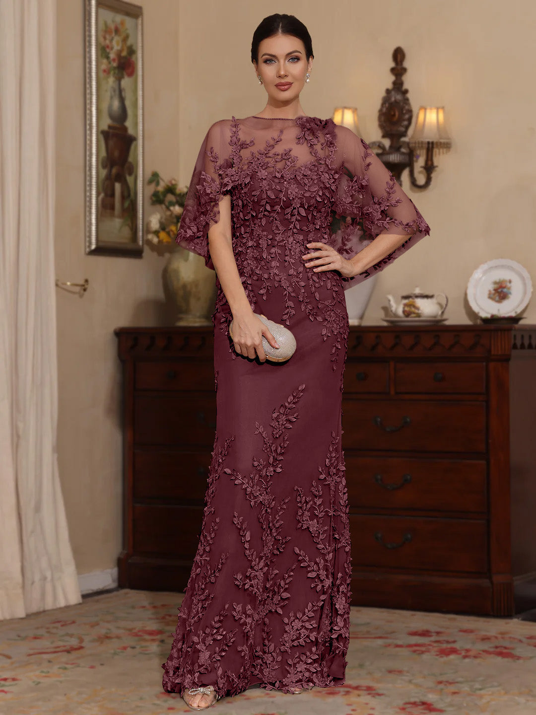 Sheath Scoop Lace Mother of the Bride Dress