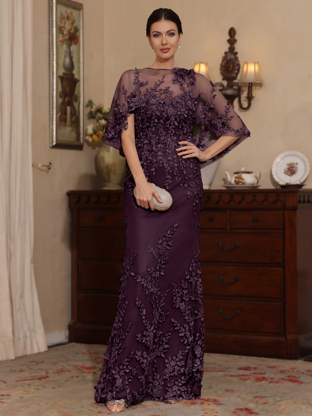 Sheath Scoop Lace Mother of the Bride Dress