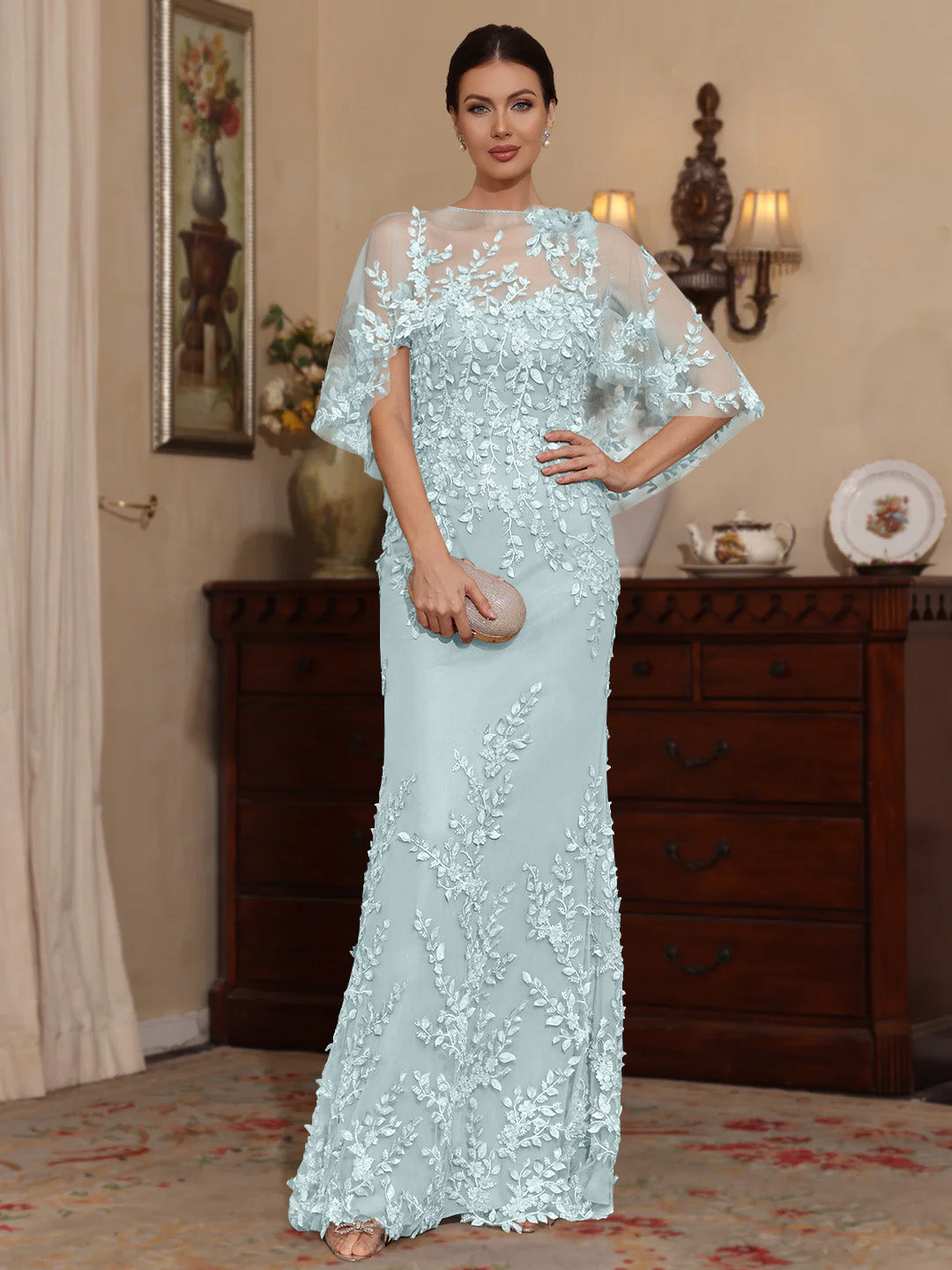 Sheath Scoop Lace Mother of the Bride Dress