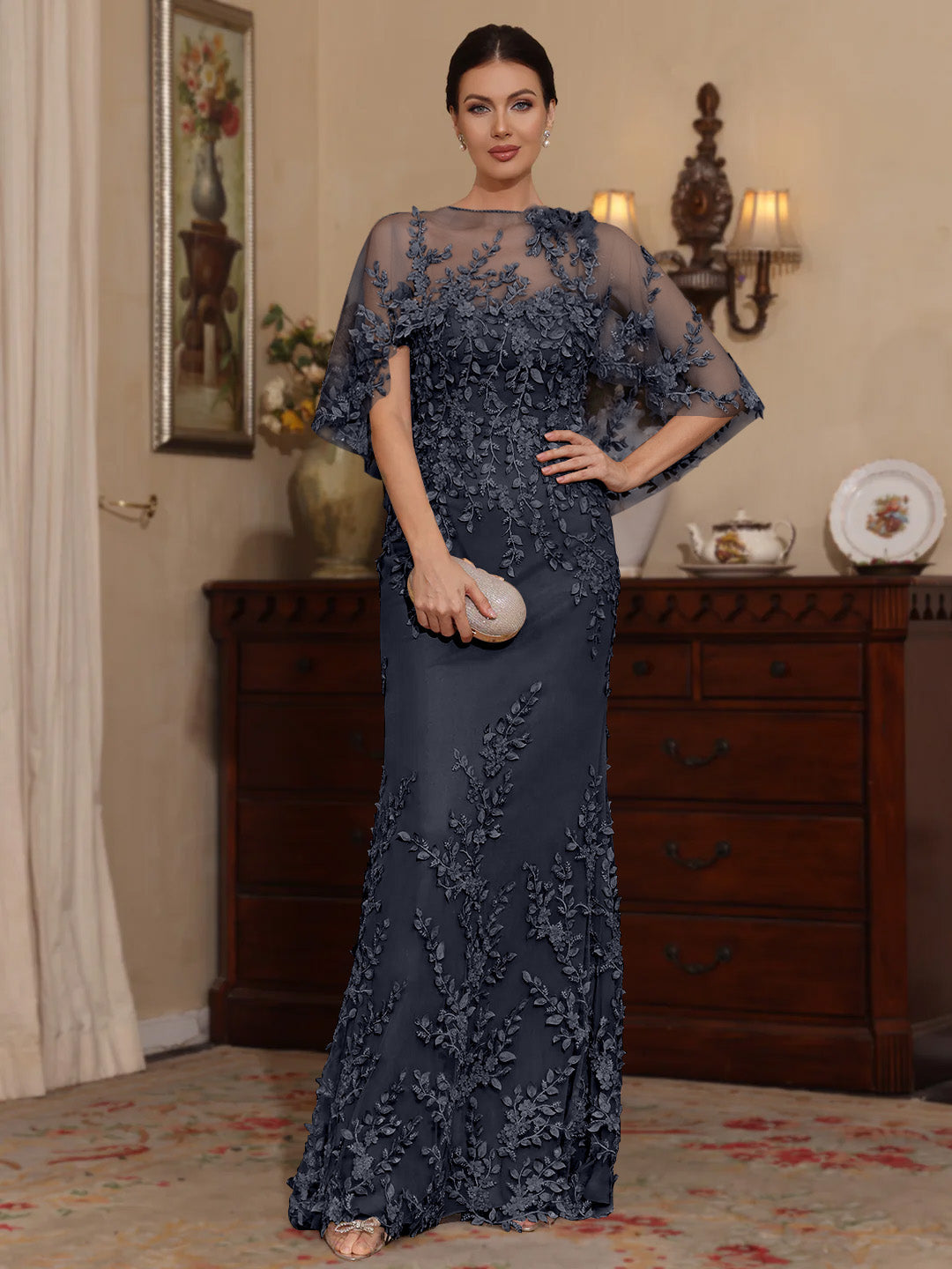 Sheath Scoop Lace Mother of the Bride Dress