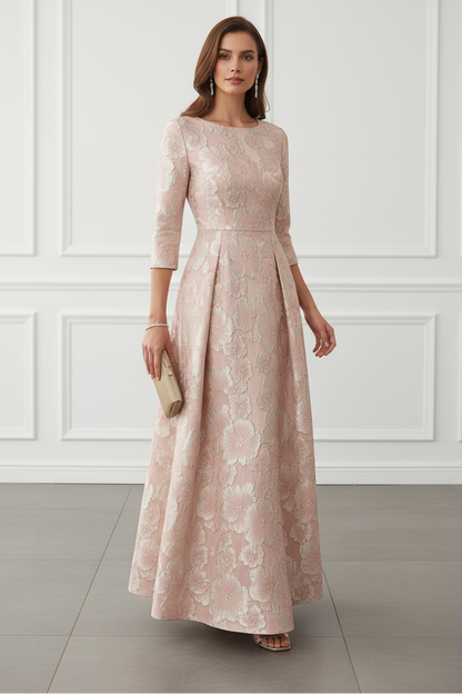 A-Line Scoop Jacquard Mother of the Bride Dress