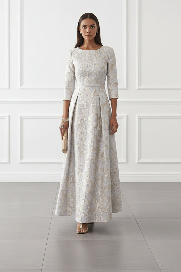A-Line Scoop Jacquard Mother of the Bride Dress