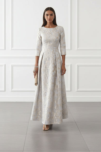 A-Line Scoop Jacquard Mother of the Bride Dress