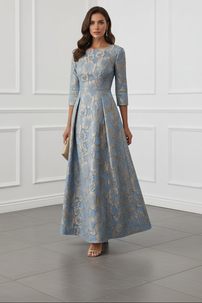 A-Line Scoop Jacquard Mother of the Bride Dress