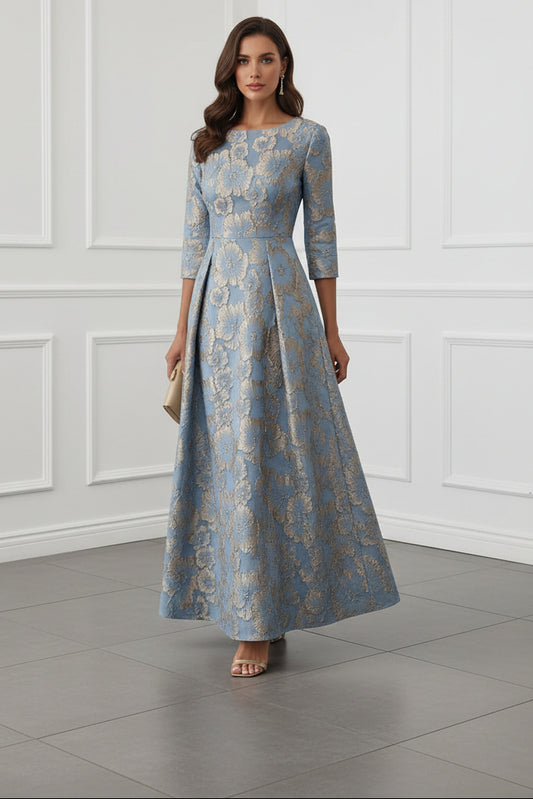 A-Line Scoop Jacquard Mother of the Bride Dress