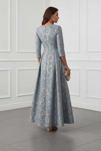 A-Line Scoop Jacquard Mother of the Bride Dress