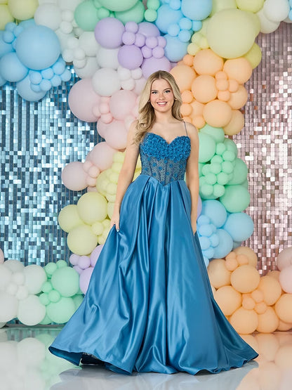 Spaghetti Straps Sleevless A-Line Sheer Prom Dress Lace UP