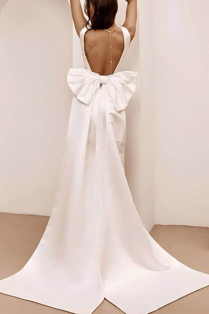 A-Line Short-Mini Satin Little White Dress