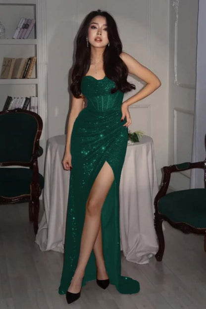 Gorgeous Burgundy Spaghetti Strap Prom Dress Slimming with Split