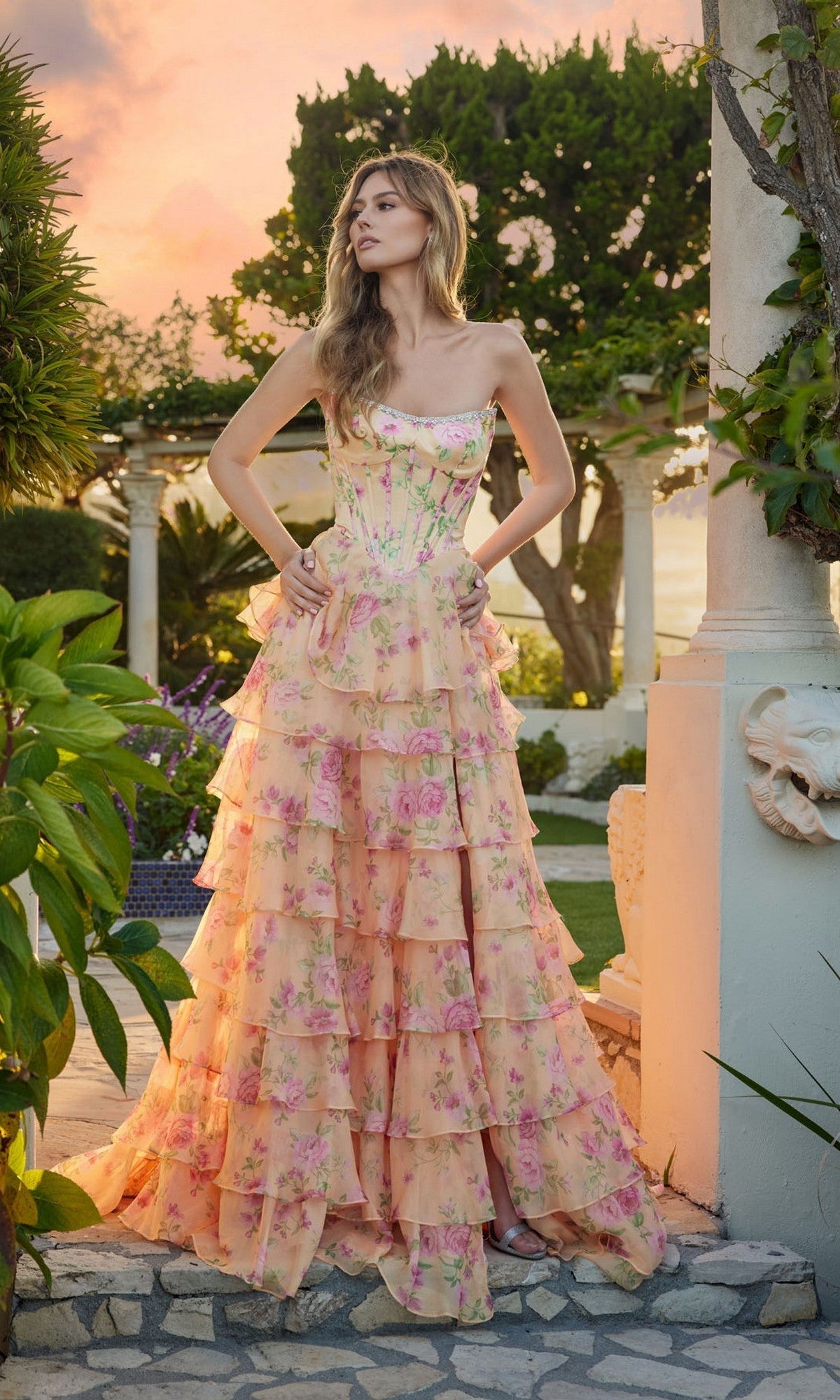 A-Line Sleeveless Strapless Long Prom Dress