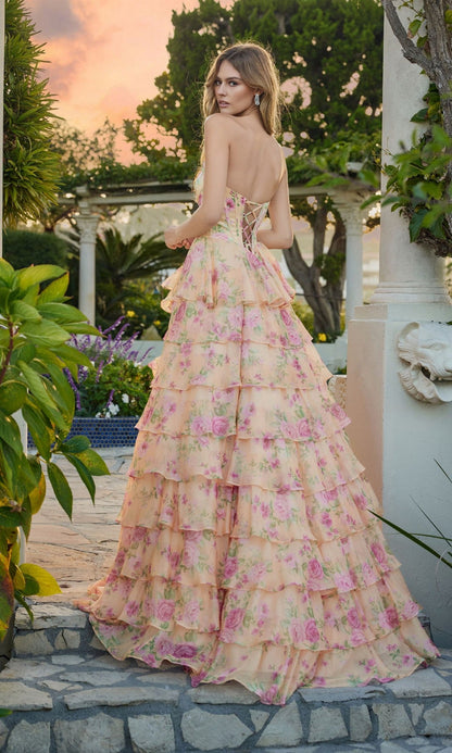 A-Line Sleeveless Strapless Long Prom Dress