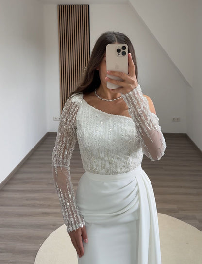 Elegant Long Sleeves Square A-Line Evening Dress