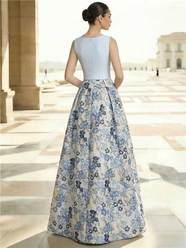 Princess  Elegant Evening Gown Jacquard Floral Dress