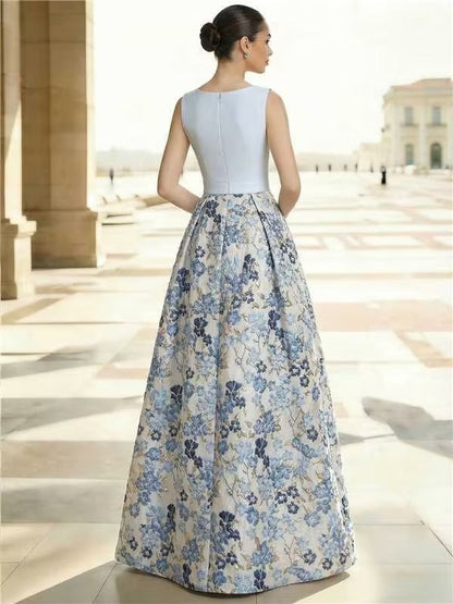Princess  Elegant Evening Gown Jacquard Floral Dress