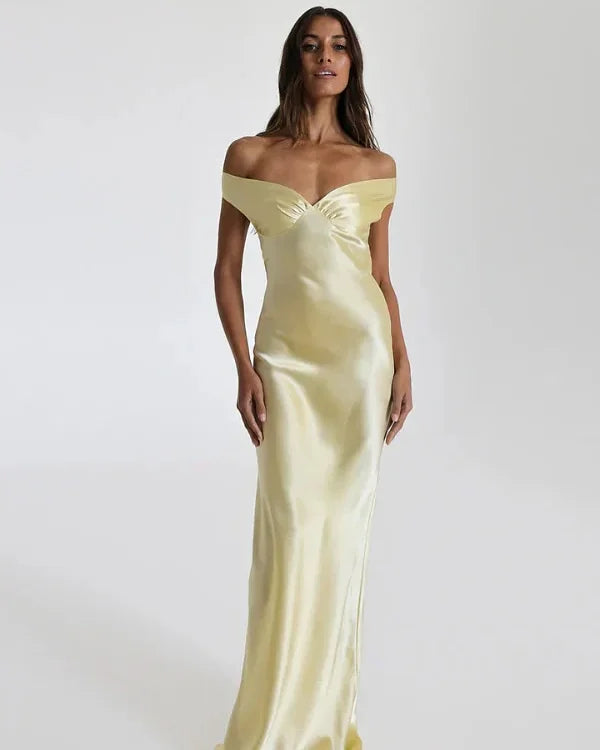 Light Yellow Sweetheart Off-The-Shoulder Prom Dress