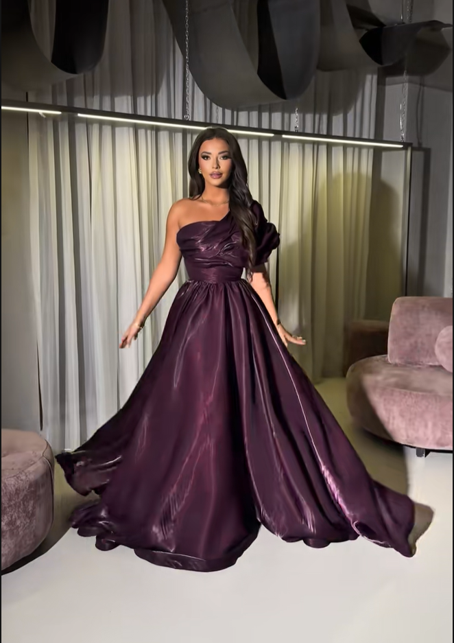 Simple One Shoulder A-Line Floor-Lenght Women Evening Dress Sleeveless