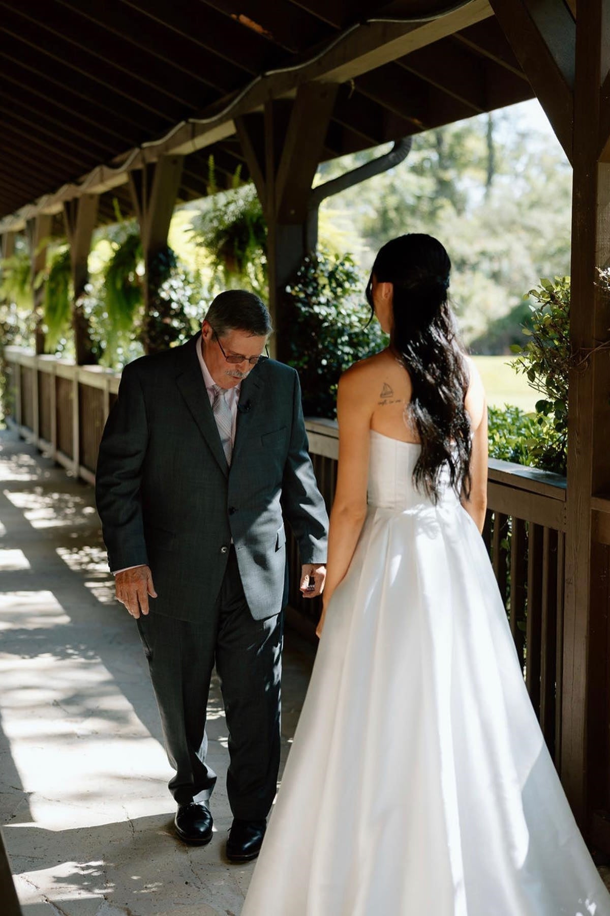 Charming A Line Deep V Neck White Satin Long Bridal Dress with Slit