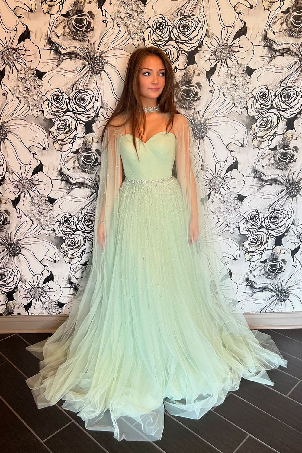 Cute A Line Sweetheart Light Green Tulle Prom Dress