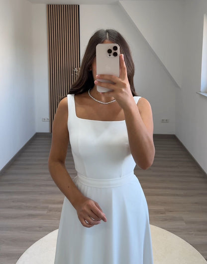 Scoop Prom Dress with Pearls Corset Evening Party Dress