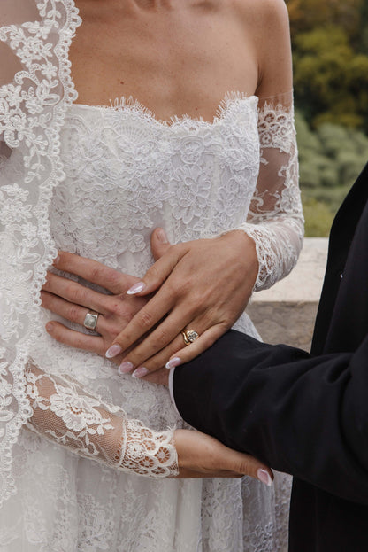 Charming Long White A-line Lace Corset Wedding Dress