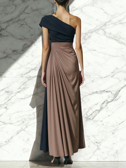 Sheath One Shoulder Ruched Maxi Formal Dress