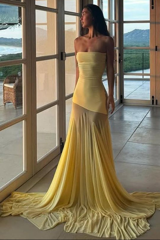 Strapless Sleeveless Long Mermaid Prom Dress