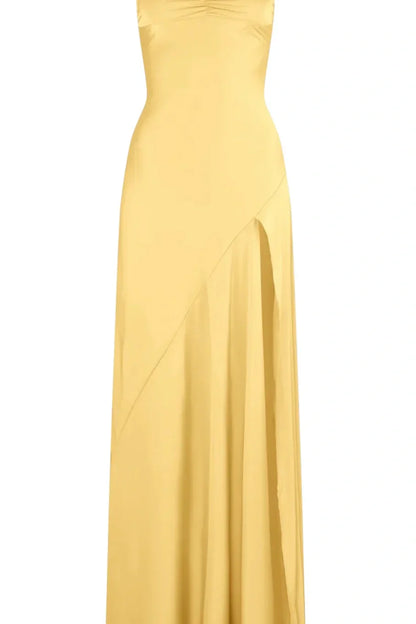 Simple Sheath Spaghetti Straps Pink Long Party Dress with Split Front