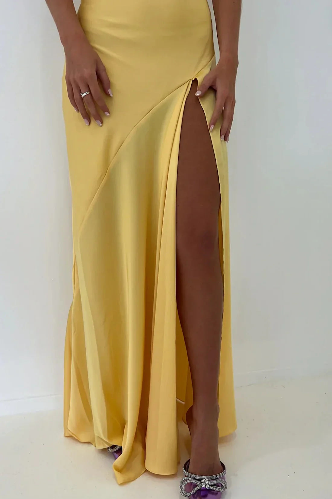 Simple Sheath Spaghetti Straps Pink Long Party Dress with Split Front