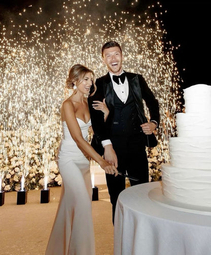 Sweetheart Pleats Silt Long Formal Bridal Gown